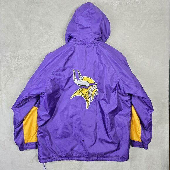 Vintage Minnesota Vikings NFL G-iii Jacket Men's Large Purple Hooded Insulated - Picture 13 of 16
